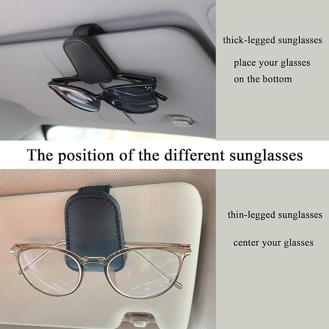 Shering Sunglasses Holders for Car Sun Visor, 2pack Magnetic Leather Glasses Eyeglass Hanger Clip for Car, Visor Sunglasses Holder Clip Car Accessories for Truck | Magnetic Leather Eyeglass Hanger Clip for Car Visor, One-Hand Easy Operation, Interior C... - Image 5