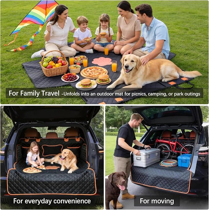 SUV Cargo Liner for Dogs,Waterproof Dog Trunk Cover for Full-Size SUVs | Waterproof PU Leather | Fits Full-Size SUVs | 19.5" Side Flaps | 19.5" Bumper Flap - Image 8