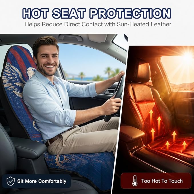 Car Seat Towel Cover 2 Pack for Front Seats, Sweat Absorbent Car Seat Protector with Non-Slip Backing, Waterproof Towel Car Seat Covers for Runners, Gym, Swimming, Beach, Eagle Gear - Image 5