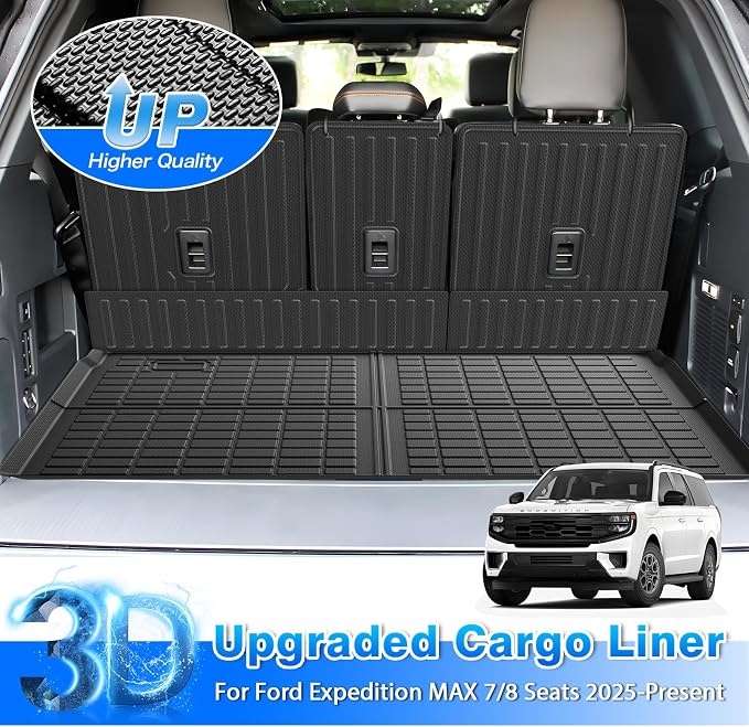 Cartist Cargo Mat & Backrest Mat Fits for Ford Expedition max 7&8 Seats 2025 2026 (Only Fit Max) All Weather Rear Cargo Liner for Expedition max Accessories for Ford Expedition max 25-26 - Image 2