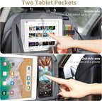 LUCMO Car Backseat Organizer with Foldable Tablet Holder, Grey | 6 Storage Pockets,Foldable Food Tray,Protectors Kick Mats,Travel Accessories,Seat Cover,Road Trip Essentials - Image 3