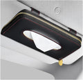 Car Tissue Holder, PU Leather Auto Sun Visor Tissue Case Napkin Holder with Zipper, Rectangular Mask Dispenser Hanging Paper Towel Organizer for Cars SUVs Trucks RVs (Black) by Unknown