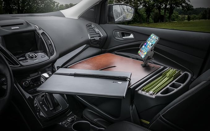 AutoExec AE-RMCD-PM-21M Roadmaster Car Desk for Your Vehicle Workstation and Mobile Office, Mahogany with Phone Mount | Vehicle Workstation, Mobile Office, Phone Mount - Image 2