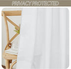 RYB HOME Linen Sheer Curtains 2 Panels for Living Room, Semi Transparent Privacy Drapes with Rod Pocket Farmhouse Style Window Treatments for Bedroom, White, 52" W x 45" L - Image 3