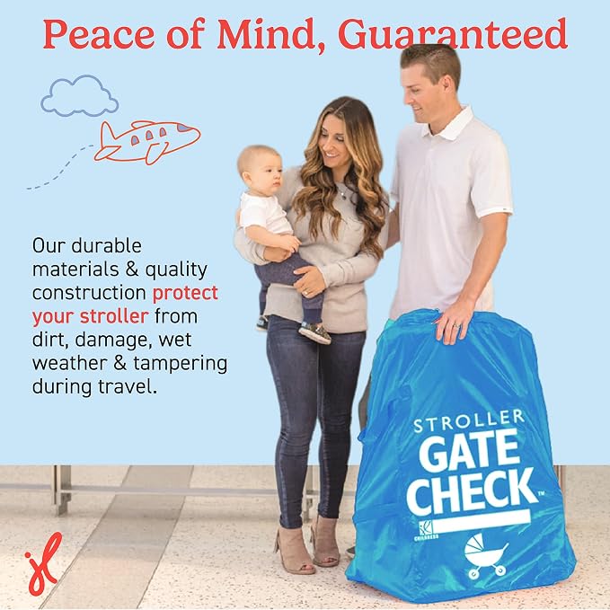 J.L. Childress Gate Check Bag for Single & Double Strollers, Neon Blue | AirTag compatible Gate Check Bag keeps strollers clean, protected & easy to identify when airport gate checking - Image 5