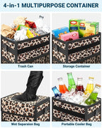 Capolo Car Trash Can with Lid, Leakproof Car Garbage Can Car Trash Bag | Waterproof, Trash Can for Car, 3 Mesh Pockets, Mini Hanging Vehicle Car Trash Bin, for Back/Front Seat (Leopard,3 Gal) - Image 5