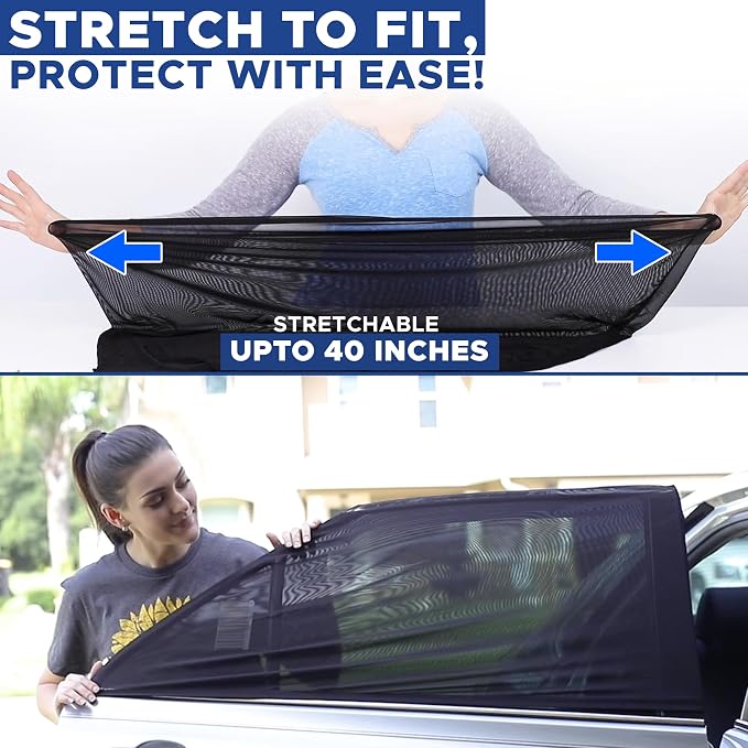 EcoNour Car Window Screens for Camping (Pack of 2) Camping UV Protection | & Insects Mesh Screen | Breathable Mesh Baby Window Covers for Privacy Blackout (Medium 16"x30") - Image 8