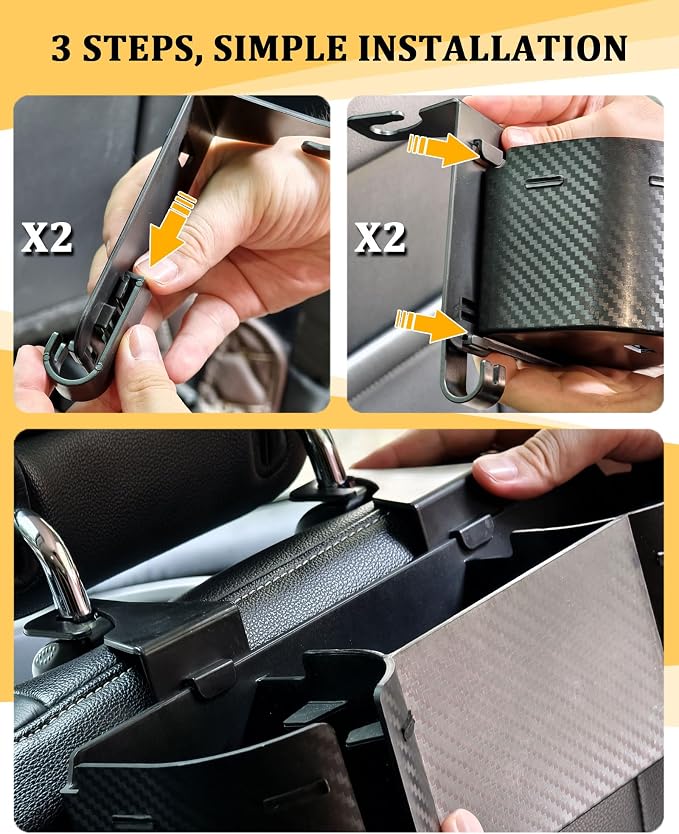 Car Headrest Backseat Cup Holder 3.7", Seat Back Organizer with Hooks | High Capacity 4 in 1 Seat Back Organizer, Multifunctional Storage for Car Travel Accessories Compatible with Most Vehicles - Image 6