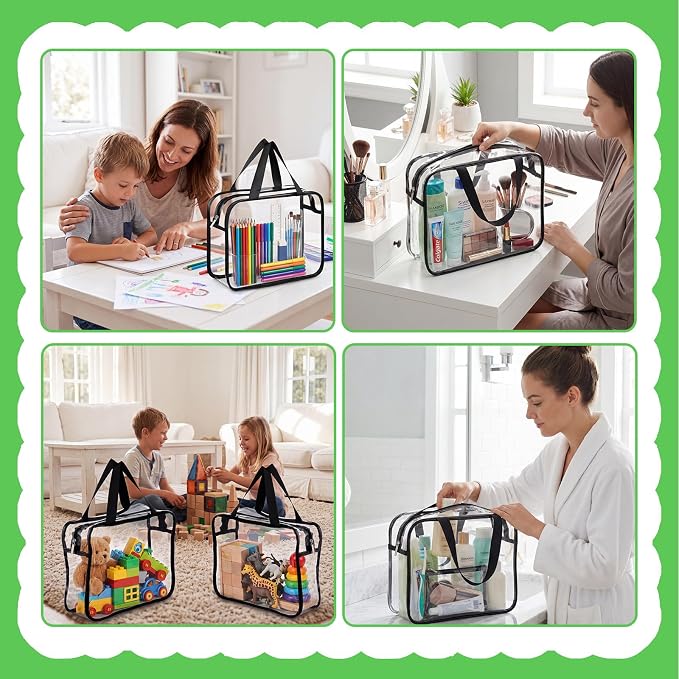 Toy Storage Bags 6 Pack, Clear PVC Toy Organizers, Black | Waterproof PVC, Large 30 x 10 x 22 CM Size, Label-Ready, For Toys, Books, Puzzles, Classroom and Travel - Image 7