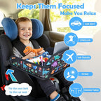 Kids Travel Tray for Carseat, Carseat Tray Dinosaur & Mermaid 2PCS | With 16.7" x 13.4" Smooth Dry Erase Board, Cup holders, Ddjustable Strap & Shoulder Carry Strap - Image 4