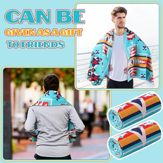 Hahafelt 2 Pack Car Seat Towel Covers Athletic Running Towel Performance Microfiber Post Workout Sweat Washable Cover Non Slip for Seat Outdoor Sport (Navajo Tribal) - Image 4