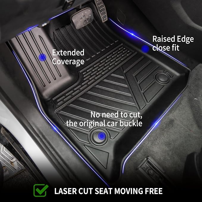 Rongtaod Floor Mats Set for 2018-2023 Chevrolet Traverse 7 Seats | 2024 Traverse Limited 7 Seats, Trunk Mat Cargo Liner TPE All Weather Back Seat Cover 2022 Chevy Traverse Accessories - Image 3