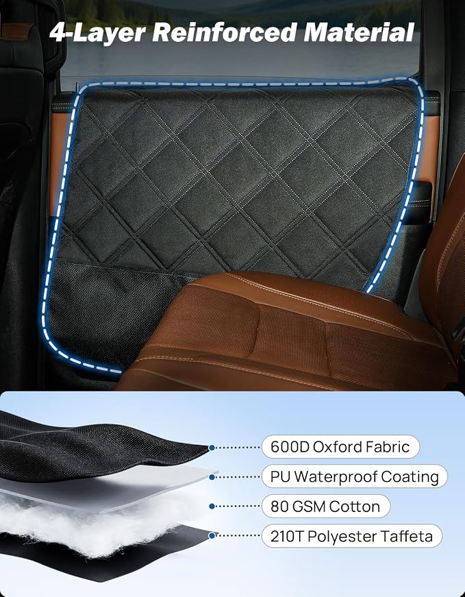 JOYTUTUS Dog Car Door Protector Compatible with Large SUV/Trucks, Waterproof & Anti-Scratch Door Protector from Dog Scratching with Storage Pockets (2 Packs Universal Fit) - Image 8