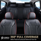 Seat Covers, Car Seat Covers Full Set, Luxury Nappa Leather Seat Covers, Breathable and Waterproof Car Seat Protector 5 Seat, Automotive Seat Covers Universal Fit for Most Cars-BlackRedline - Image 4