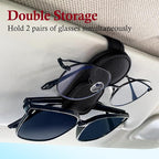 KIWEN 2 Pack Sunglasses Holder for Car Visor, Magnetic Leather Sunglass Eyeglass Hanger Clip for Car Sun Visor Accessories (2, Black) - Image 3