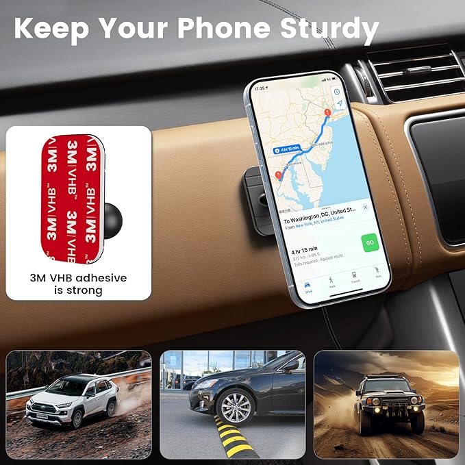 OHLPRO for MagSafe Car Mount Charger iPhone Wireless Car Charger, Stick on Dashboard Magnetic Phone Holder Mount for iPhone 17 Pro Max 16 15 14 Series, 15W Fast Charging, Aluminum Shell - Image 3