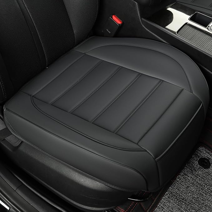 2 Pack Leather Front Car Seat Covers,Bottom Seat Covers for Cars,Driver Car Seat Cover,Luxury Seat Protectors,Waterproof,Full Wrap,for Most Vehicles,Sedan,Truck,SUV(Black) - Image 6
