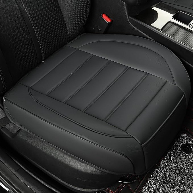 1 Pack Leather Front Car Seat Covers,Bottom Seat Covers for Cars,Driver Car Seat Cushion Cover,Luxury Seat Protectors,Waterproof,Full Wrap,for Most Vehicles,Sedan,Truck,SUV(Black) by Vankerful