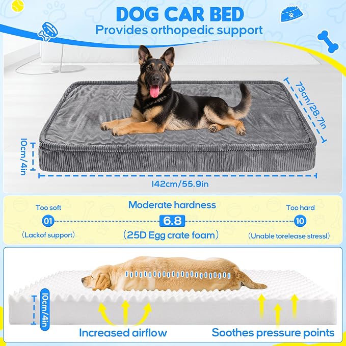 Loiion Dog Car Bed, Non-Slip Backseat Extender Pet Mat 50"x24.6"x4" | Removable, Washable Dog Bed With Waterproof Liner Protects Car Seats, Anti-Slip Travel Bed For Dogs - Image 5