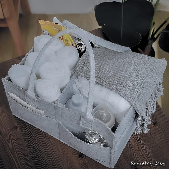 Baby Diaper Caddy Organizer, Portable Baby Essentials Storage Basket Bin for Changing Table,Car Shower Basket for Newborn Boy and Girl, Best Shower Gift for New Mom - Image 5