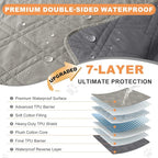 100% Waterproof Washable Dog Blanket, Light Gray+Gray, 42"x50" | ,7-Layer Reversible Couch Covers for Dogs Met for Sofa Furniture Car Camping - Image 2