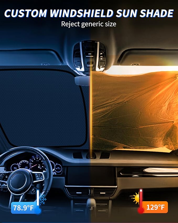 CX50 Windshield Sun Shade for Mazda CX-50 CX50 2023-2024 2025 Blocks UV Rays Accessories,1:1 Custom Foldable Thickened Wear-Resistant Front Window Sunshade Visor,Keeps Your Car Cooler - Image 3