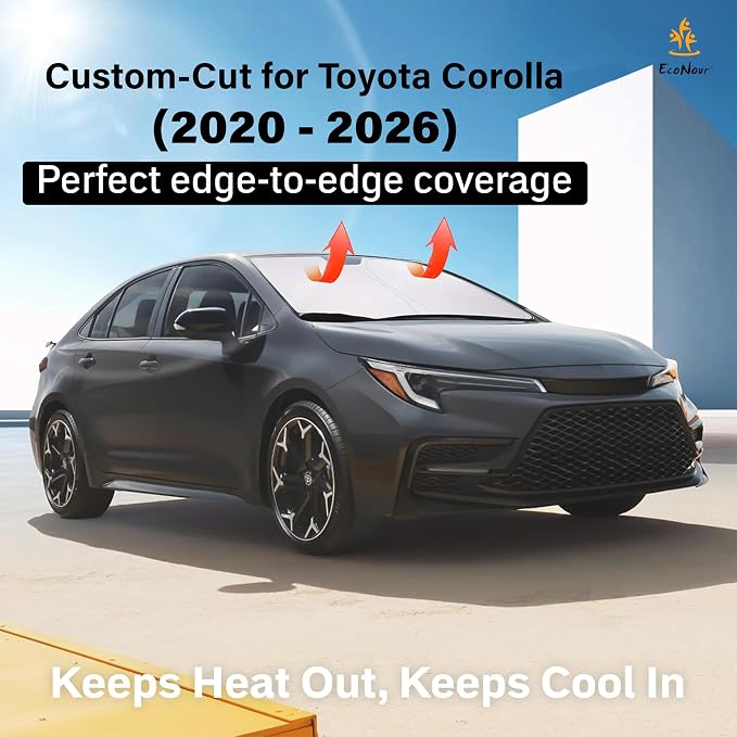 EcoNour Windshield Sunshade Compatible for Toyota Corolla 2020-2025 2026 | Car 280T Polyester | Car Sun Visor Reflector Blocks UV Rays Foldable Sunshade Interior Protection Toyota Corolla Accessories - Image 2