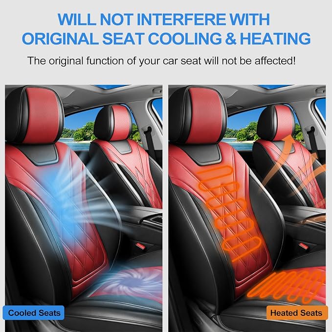 for Subaru Forester 2009-2026 Car Seat Covers, Front Pair, Red | Luxury Full Coverage Leather Seat Protectors, Waterproof Breathable, Non-Slip, Easy to Install, Airbag Compatible, All-Season - Image 8