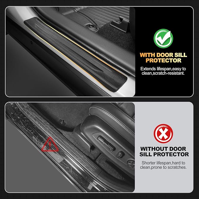 AOMSAZTO Floor Mats for Toyota RAV4 Hybrid 2026, with Door Sill Protector | Not for PHEV, Custom Fit Floor Liners All-weather Protection Full Coverage Car Mats Door Sill Guards 2026 RAV4 Accessories - Image 3