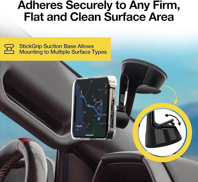 Scosche MP2WD-XTSP MagicMount Pro2 Magnetic Car Phone Holder - Ultimate Magnetic Car Mount for Windshield or Dashboard with Suction Cup - Compatible with MagSafe, iPhones, Galaxy, Pixel & Smartphones - Image 4