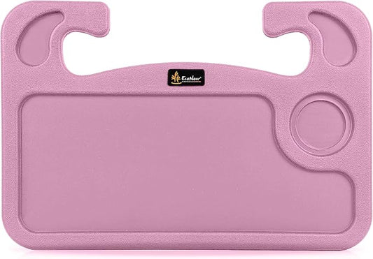 EcoNour 2 in 1 Car Steering Wheel Desk | Steering Wheel Tray for Laptop | Pink Food Table Tray for Eating with Drinks Holder | Car Accessories by EcoNour