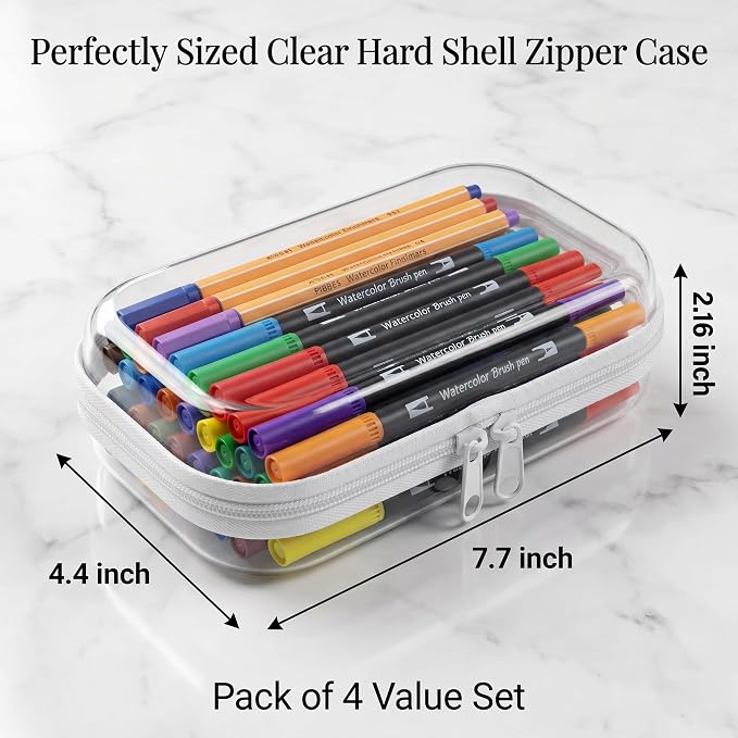 4 Pack Clear Hard Shell Zipper Case, Small Diaper Bag Organizer Pouches, Heavy Duty Crush-Proof Clear Zipper Pouches for Purse & Tote, Travel Makeup Bag for Toiletries, Electronics, Toys - Image 2