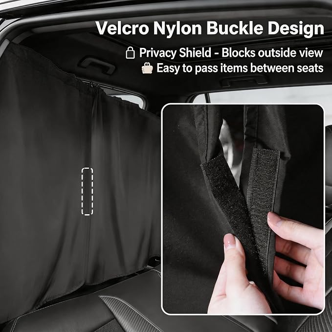 3 Pack Upgraded Car Window Shades Set, 2 Window Sun Shades + 1 Privacy Curtain with Storage Pockets, UV Sun Protection & Privacy Screen (A) - Image 4