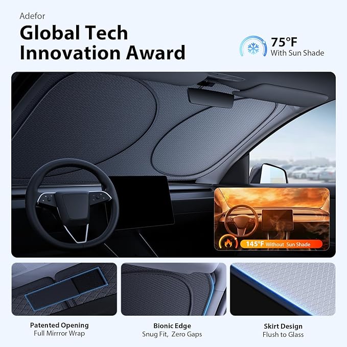 2026 Upgraded Windshield Sun Shade for Toyota Tacoma [Precision Custom Fit, Superior UV & Heat Block] Cooling Tech Fabric, Durable Foldable with Storage Bag, Fits 2000-2026 - Image 3