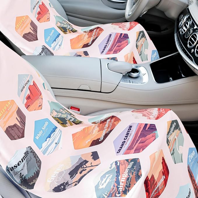 1 Pack Car Seat Towel Cover with Storage Bag, Multi National Parks Style | 63 x 32 in Car Towel Seat Cover Non Slip Waterproof, Gym Workout Swimming Running, Machine Washable Sweat Absorbent Protector - Image 4