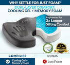 ComfiLife Doctor Recommended Seat Cushion - Premium Gel & Memory Foam Office Chair, Car Seat, Lifting Cushion - Chair Cushions for Back & Sciatica Relief - Seat Cushions for Office & Desk (Charcoal) - Image 2