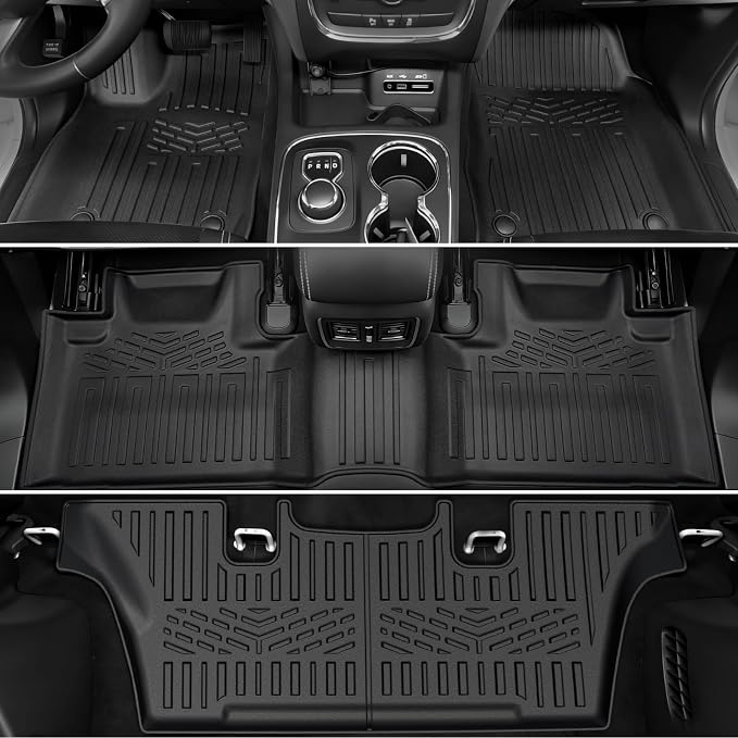 Floor Mats for 2016-2026 Dodge Durango 6-Seats Accessories | Captain Seats, Full-Coverage Mats Set with Cargo Liner & Backrest Mat, Odorless TPE, All-Weather Protection, 3D Laser Fit - Image 3