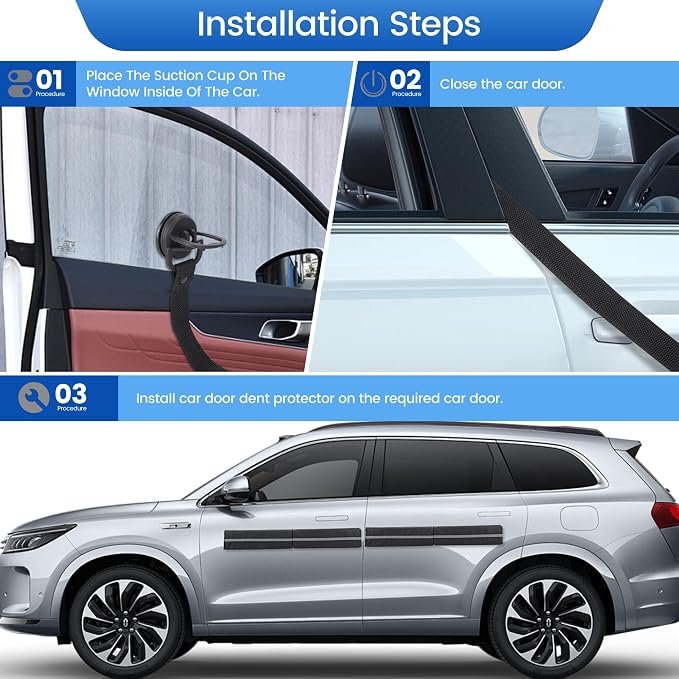 Magnetic Car Door Protector Removable Car Door Guard - Prevents Dents and Scratches for Vehicles (Black) 2 Pack - Image 4