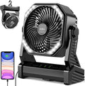 Battery Powered Camping Fan, Battery Operated Fan, Travel Gear Essentials | 20000mAh Rechargeable Battery, 58Hrs Runing, 400LM Light & 360° Rotable Hook, Whisper Quiet Fan for Outdoor Power Outages by AddAcc