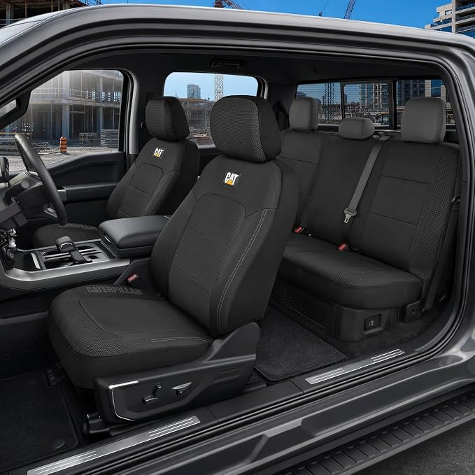CAT MeshFlex Seat Covers Full Set for Full-Size Pickup Trucks Only - Black | Front Bucket Seat Covers & 60/40 Split Rear Bench Protector – Interior Accessories For F-150, Silverado, Ram, Sierra & Tundra by Unknown