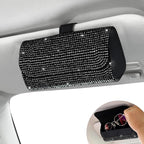 Accmor Bling Sunglasses Holder for Car Sun Visor, Sparkling Auto Glasses Clip Case Eyeglasses Protective Box, PU Leather Car Sunglass Storage Organizer for Truck, SUV, RV (Black Crystal) by Accmor