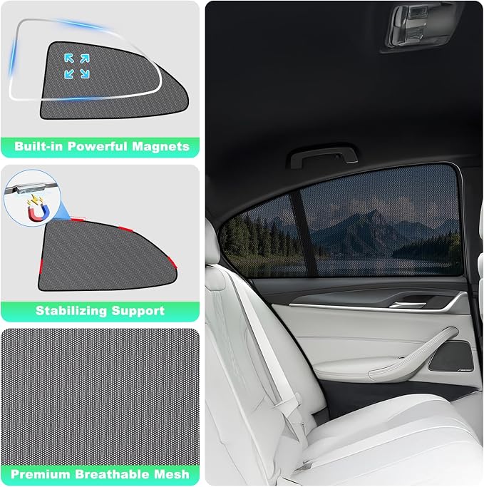 Camry Window Shades 2018-2024, Rear Side Mesh, 2PCS | Custom Fit Window Shades, Breathable Mesh Blocks UV Rays, Reduces Heat & Glare, Creates Comfort for Babies & Rear Passengers - Image 6