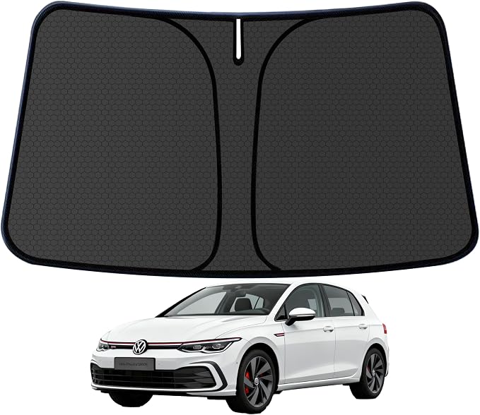 Golf Mk8 Windshield Sun Shade for VW Golf Mk8 GTI R 2022-2025 Blocks UV Rays Accessories,1:1 Custom Foldable Thickened Wear-Resistant Front Window Sunshade Visor,Keeps Your Car Cooler by Achaltiza