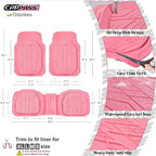CAR PASS DeepDish Pink Floor Mats for Cars Full Set,Heavy Duty Rubber Car Mats 3-Piece,Universal Waterproof Trim-to Fit Automotive Floor Mats for Truck Van SUV, Durable All-Weather Car Mats (Pink) - Image 2