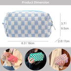 Checkered Makeup Bag for Purse, Small Cosmetic Pouch,Blue Hotpink,2 Pack | Cute Zipper Makeup Organizer for Women, Travel Essentials, Toiletries, Makeup Brushes, Beauty Accessories&Bridesmaid Gifts - Image 2