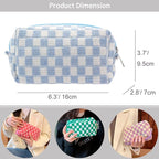 PAZIMIIK Checkered Makeup Bag for Purse Portable Zipper Make Up Pouch Small Cosmetic Case for Travel Accessories (Blue) | Cute Zipper Makeup Organizer for Women, Travel Essentials, Toiletries, Makeup Brushes, Beauty Accessories&Bridesmaid Gifts - Image 4