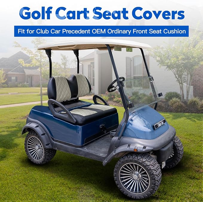 NOKINS Golf Cart Diamond Vinyl Seat Covers Fits Club Car Precedent 2004-UP | OEM Standard Front Seat Cushion,No Nails Required - Image 2