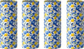 4 Pcs Capri Lemon Round Tissues Box Car Holder Set - Blue & White Mediterranean Lemon Travel Tubes for Car with 50 Sheets Cylinder Face Towel Containers | 2.7" x 7.1" Cup Holder Fit by OXYLIPO