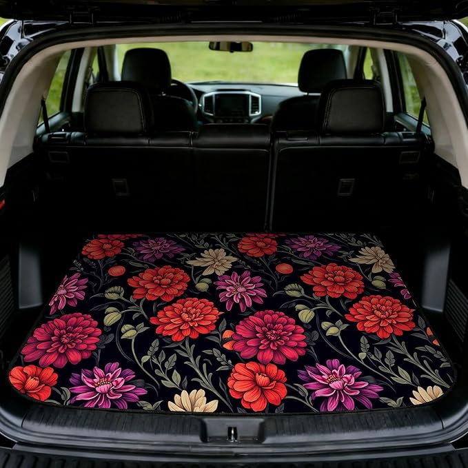 Car Trunk Mat - Universal Size 29" x 39", Floral Pattern Cargo Liner | Car Accessory for SUVs/Sedan/Wagons, Durable Protective Mat, Trunk Liner for Families/Travel Enthusiasts by Unknown