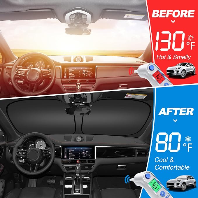 Windshield Sun Shade for 2016-2025 Chevy Malibu Accessories, Foldable Window Sunshade Sun Visor Protector, Front Windshield Sunshade Sun Shield Blocks UV Rays Heat - Image 2